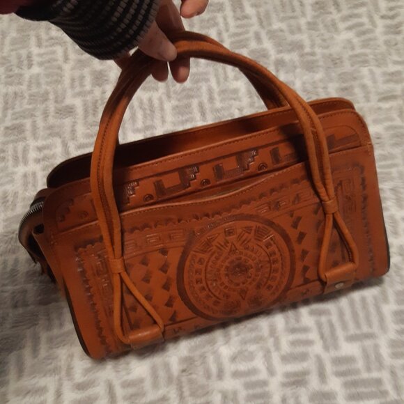 Retro Mexican satchel from the 70s-80s, unique, vintage, genuine leather, Aztec - Picture 11 of 15